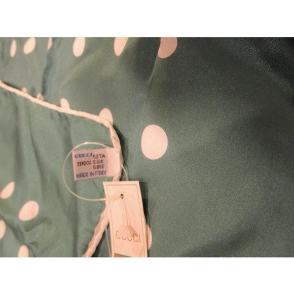 Gucci Teal White Polka Dot Silk Abstract - Picture 2 of 4